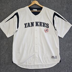 True Fan New York Yankees Jersey Adult XXL MLB White Baseball Blank Stitched 2XL